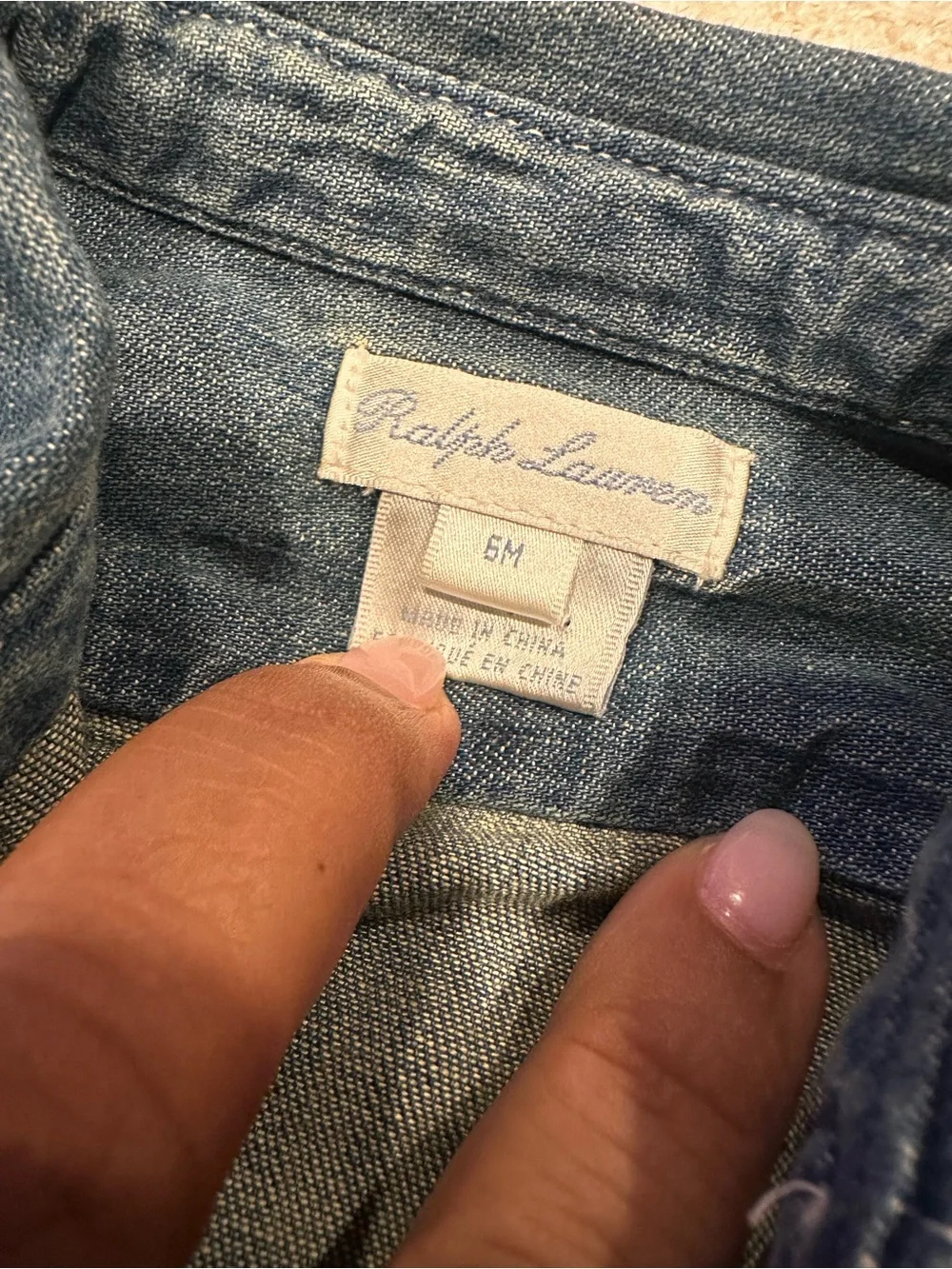Polo by Ralph Lauren Girls' Denim Shirt & White Shorts Set - Navy Belt